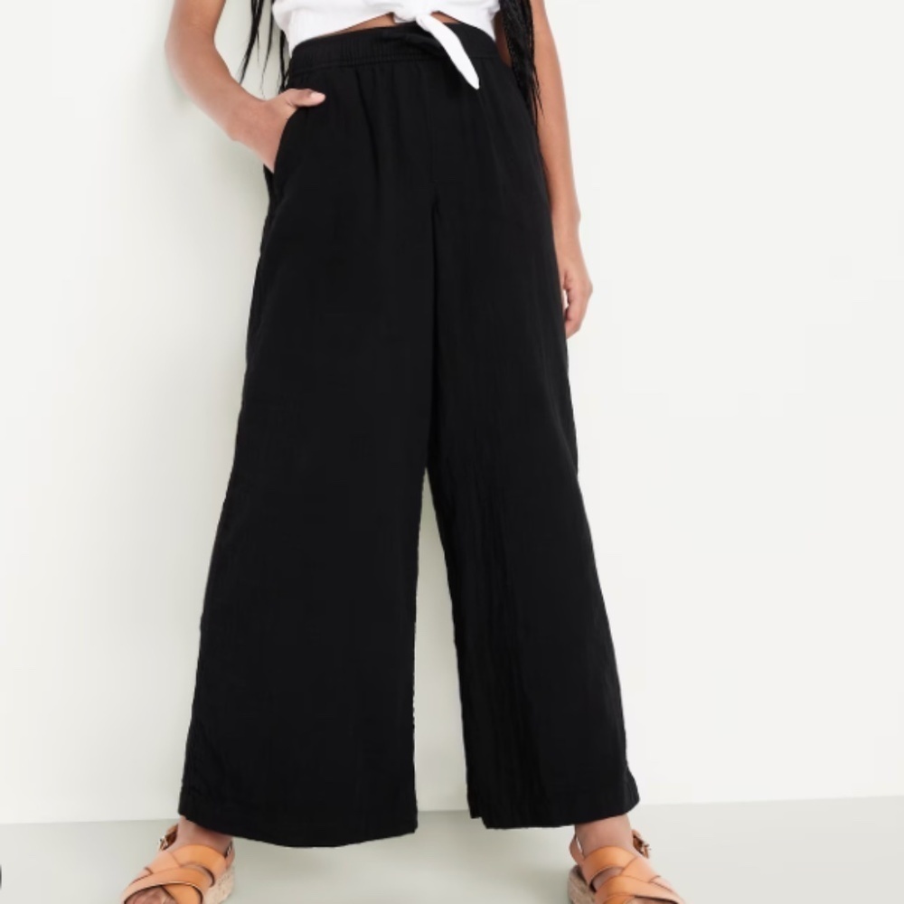 Old Navy Black Loose Printed High-Waisted Double-Weave Wide-Leg Pant Sz 5 NWT